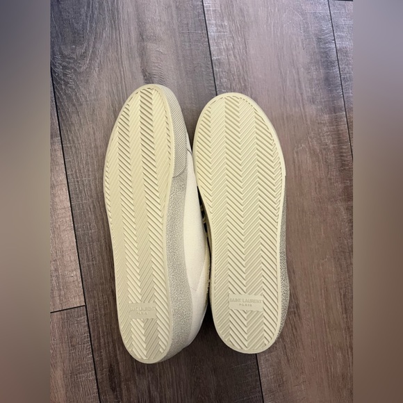 SAINT LAURENT COURT CLASSIC SL/06 EMBROIDERED SNEAKERS, 10.5M, CREAM, NEW - Picture 4 of 5